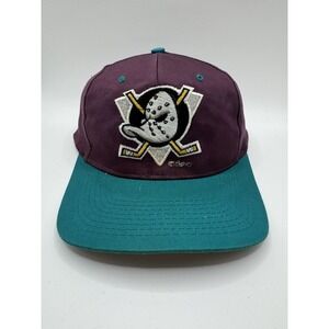 Vtg Anaheim Mighty Ducks Hat Competitor Snapback NHL 90s Teal Purple Logo